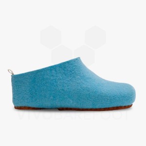 Light Turquoise Men's Vivobarefoot MIM Felt Slippers | IN159JE