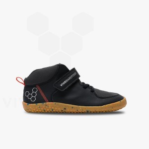 Obsidian Kids' Vivobarefoot Primus Ludo Hi Juniors Shoes | IN412QC